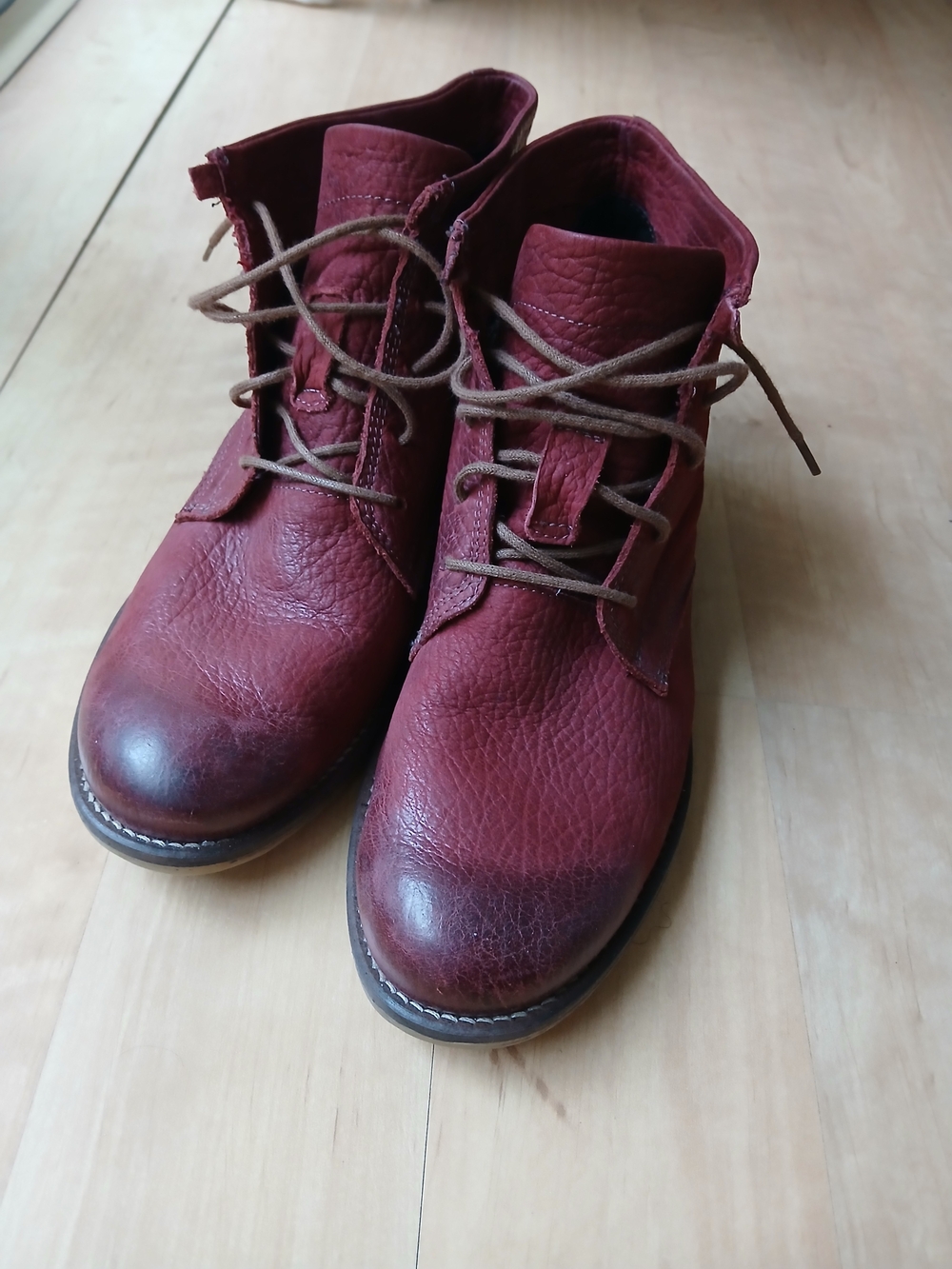 Josef Seibel Womens Wine Red Leather Lace Up Boots